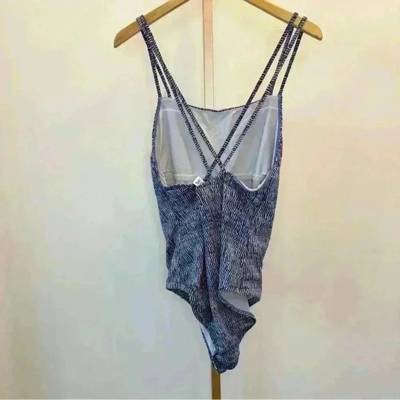 LOFT Beach Women's One Piece Swimsuit Blue & White Size 14 - Picture 3 of 10